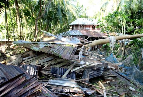 A home destroyed by cyclone Bulbul in Bangladesh
